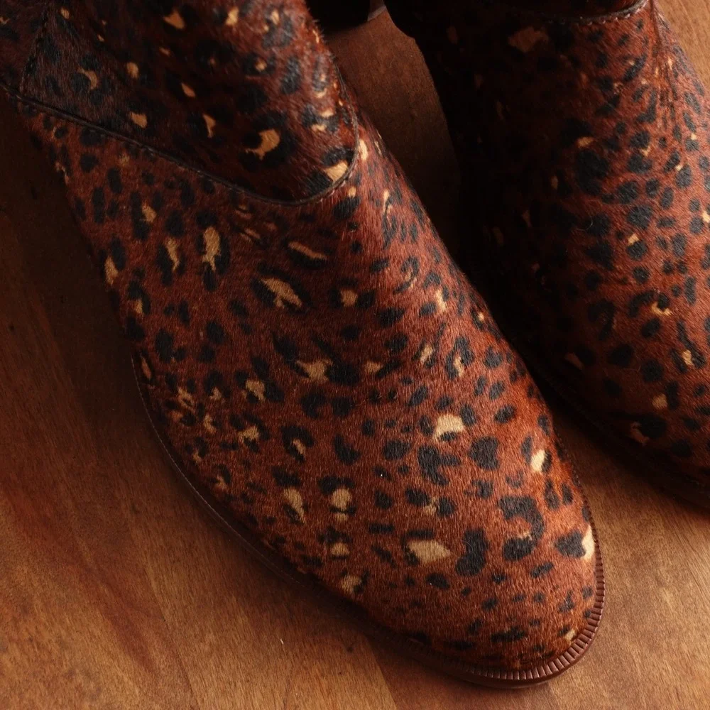 Madewell Boots WMS SZ 8.5 Brown Rosie Calf Hair Leopard Western Coastal Cowgirl